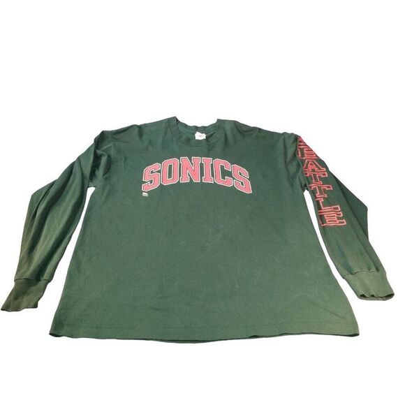 Vintage Seattle Supersonics 90s Long Sleeve Tshirt Men Sz XXL NBA Pro Player Dou - Picture 1 of 8